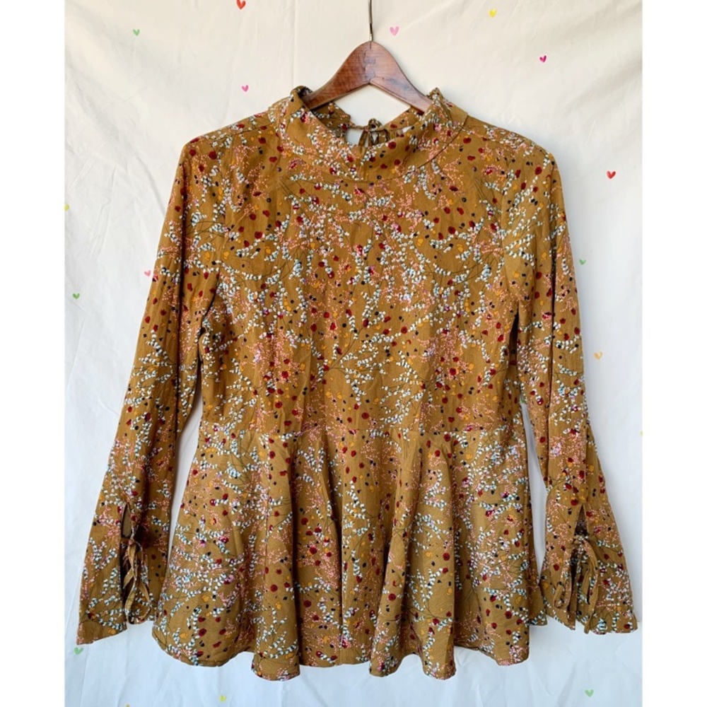 FINAL HRS Need Supply Floral Tie Peplum Blouse